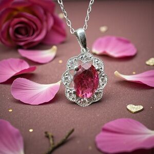 Oval 1.75 ct Ruby & Diamond Necklace